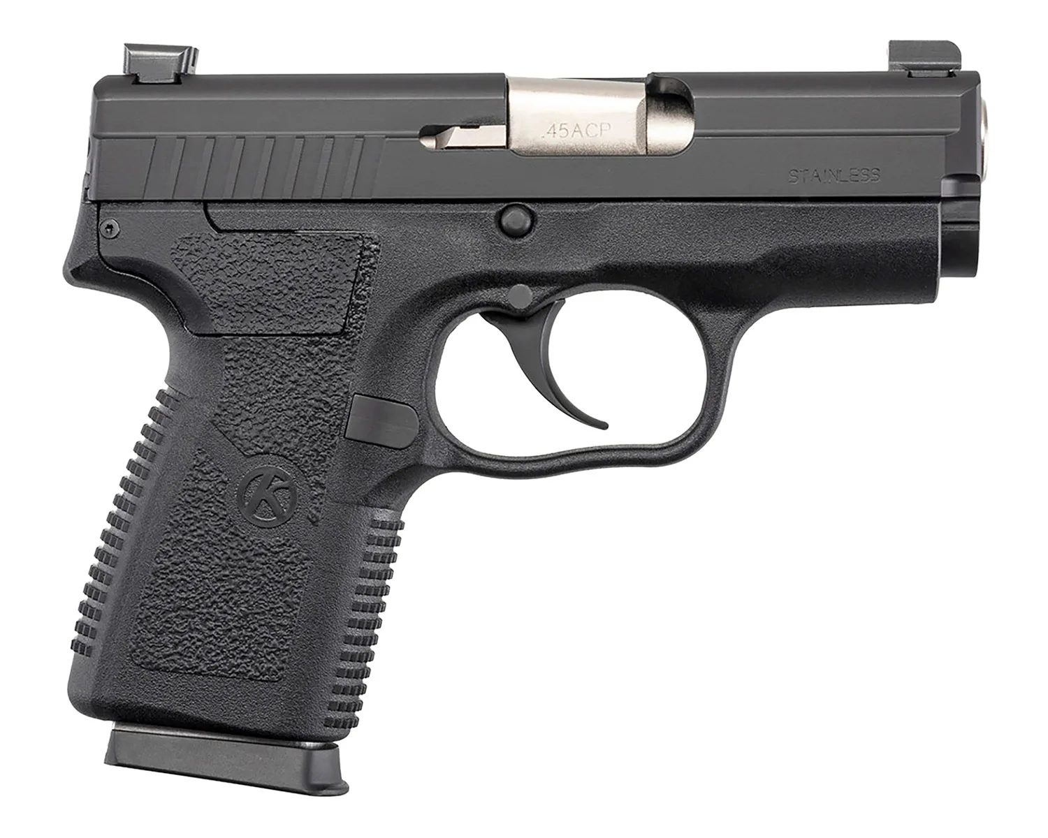 Kahr Arms PM45 .45 ACP pistol, black stainless slide, polymer frame, TruGlo night sights