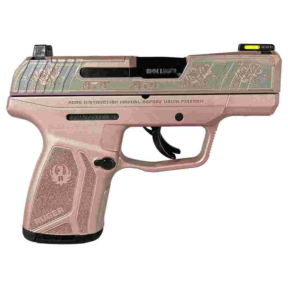 Ruger Max-9 Pro Rose Gold Frame Rose Engraved Slide 9mm 3.2 inch optic ready handgun