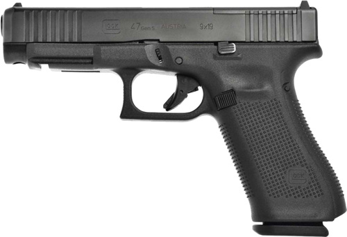 Glock 47 Gen5 MOS 9mm 4.49 in Black with three 10-round magazines