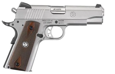 Ruger SR1911 Commander .45 ACP 4.25 inch stainless pistol with hardwood grips