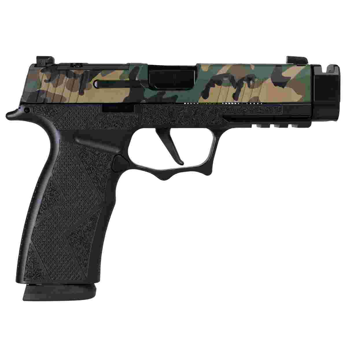 Sig Sauer P365 XMACRO TACOPS Multicam slide 9mm handgun with 3.7-inch barrel and compensator