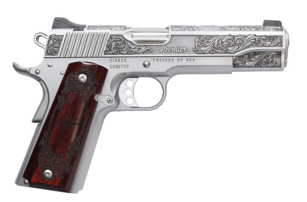 CNC FIREARMS Kimber Premier 45 ACP CNCPREMIER45 5-inch stainless engraved slide engraved rosewood grip