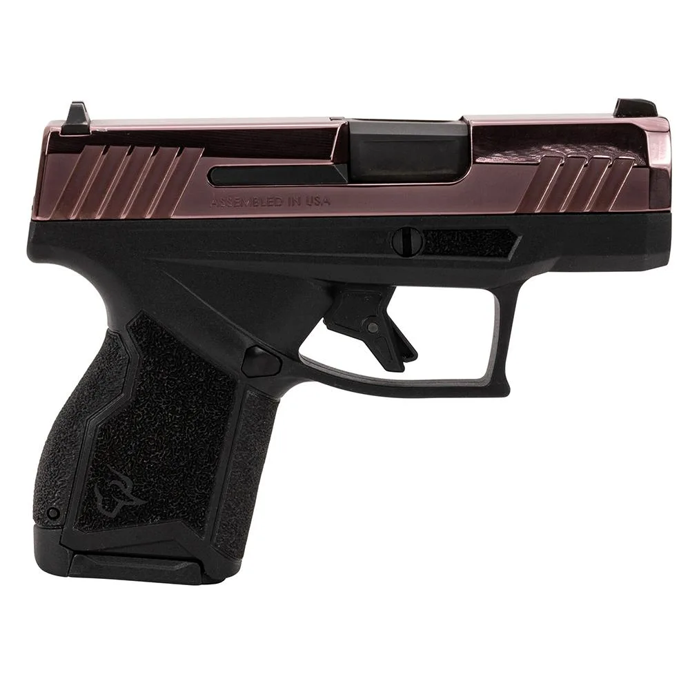 Taurus GX4 9mm pistol with rose gold slide and black frame, compact profile