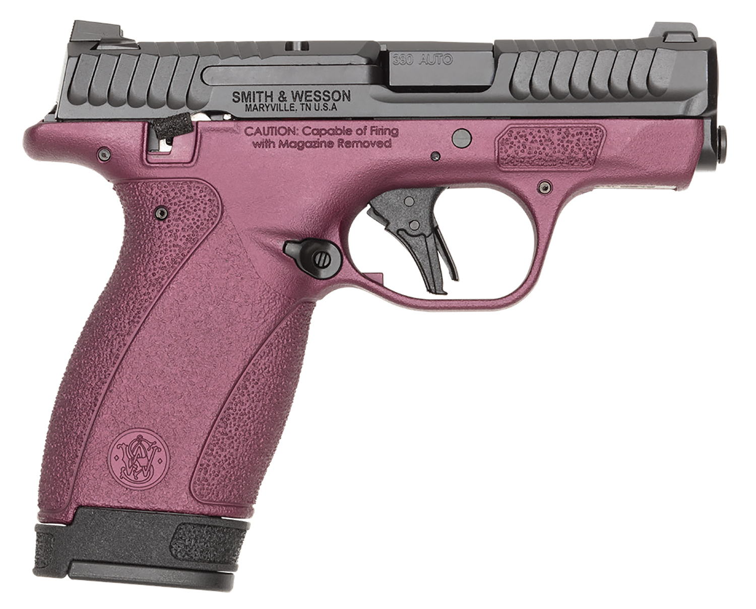 S&W Bodygrd 2.0 .380 ACP with Black Cherry Cerakote finish and textured grip