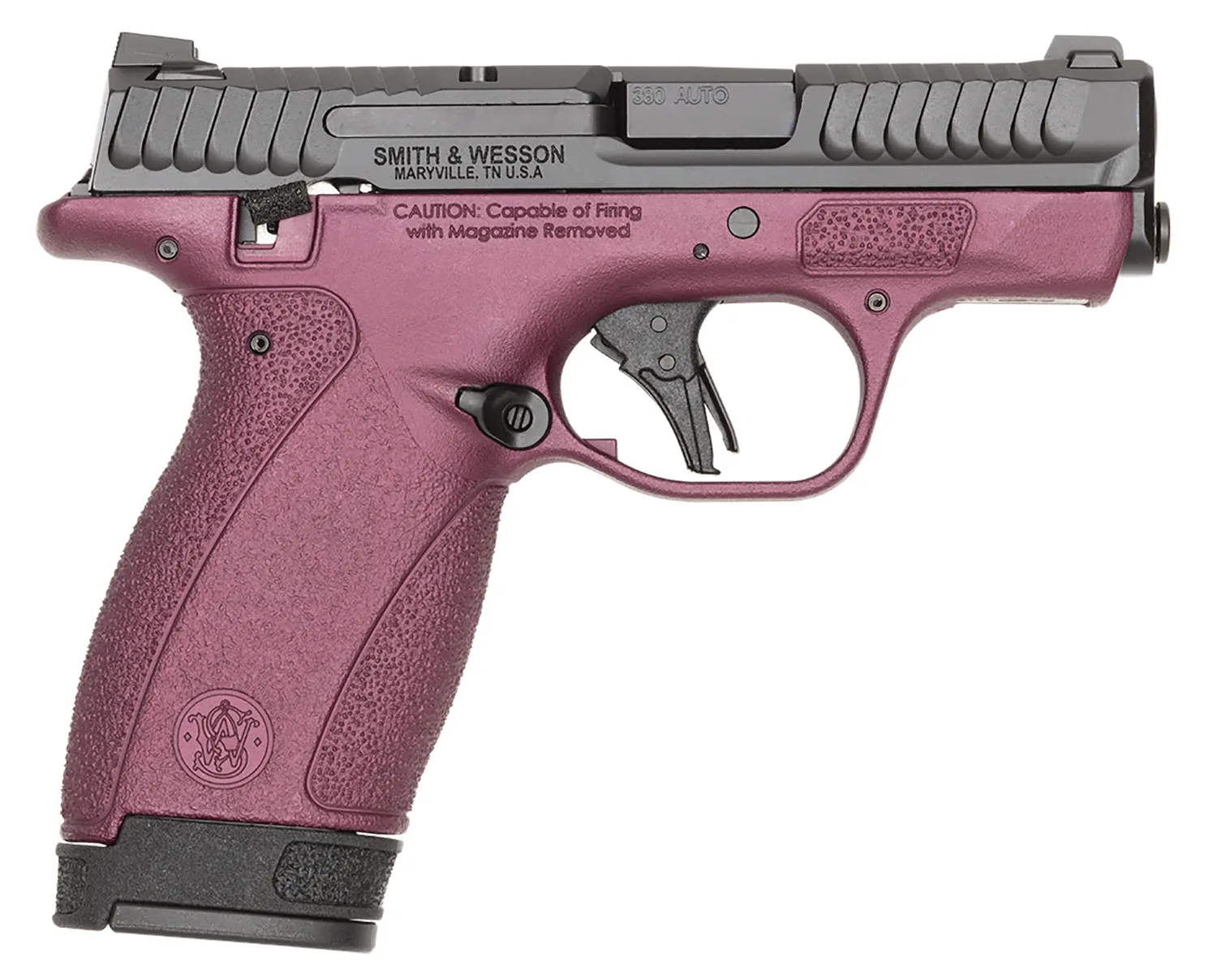 S&W Bodygrd 2.0 .380 ACP with Black Cherry Cerakote finish and textured grip