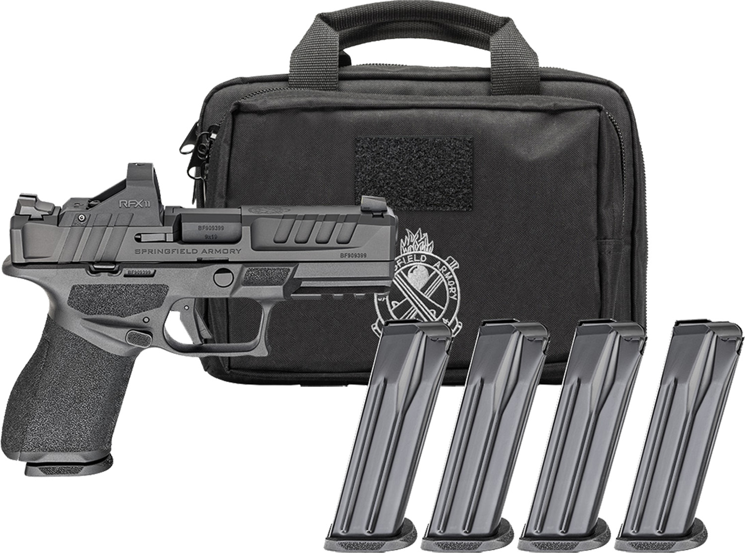 Springfield Armory Echelon 4.0C 9mm pistol with Viridian RFX11 and four magazines