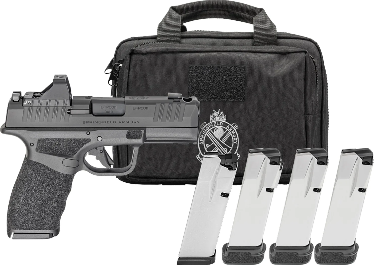Springfield Hellcat Pro Comp OSP 9mm Gear Pac with Viridian RFX11 and four magazines