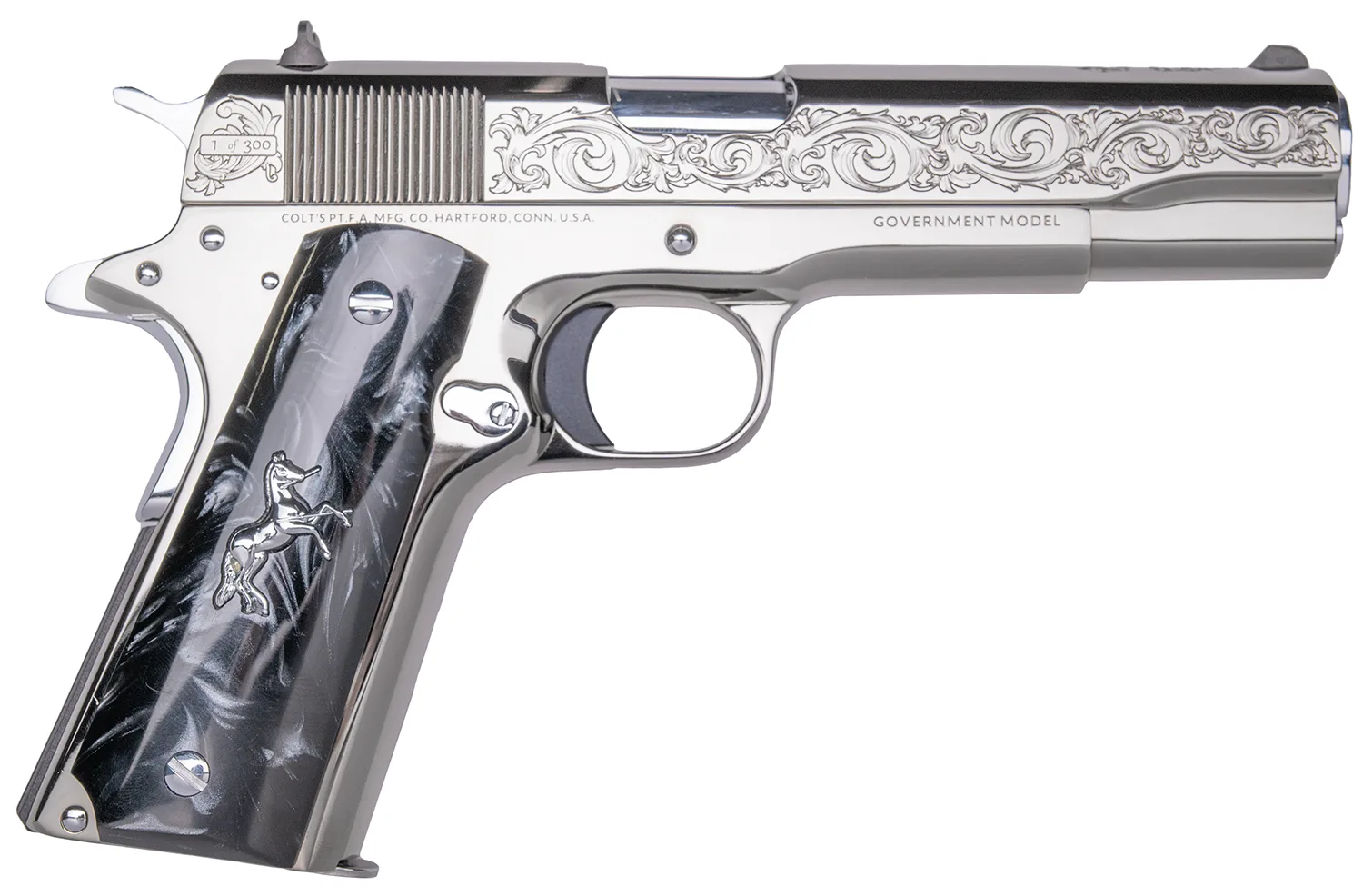 CNC Firearms CNCWarhorse Colt 1911 .45 ACP 5-inch Black Chrome with Black Pearl grips