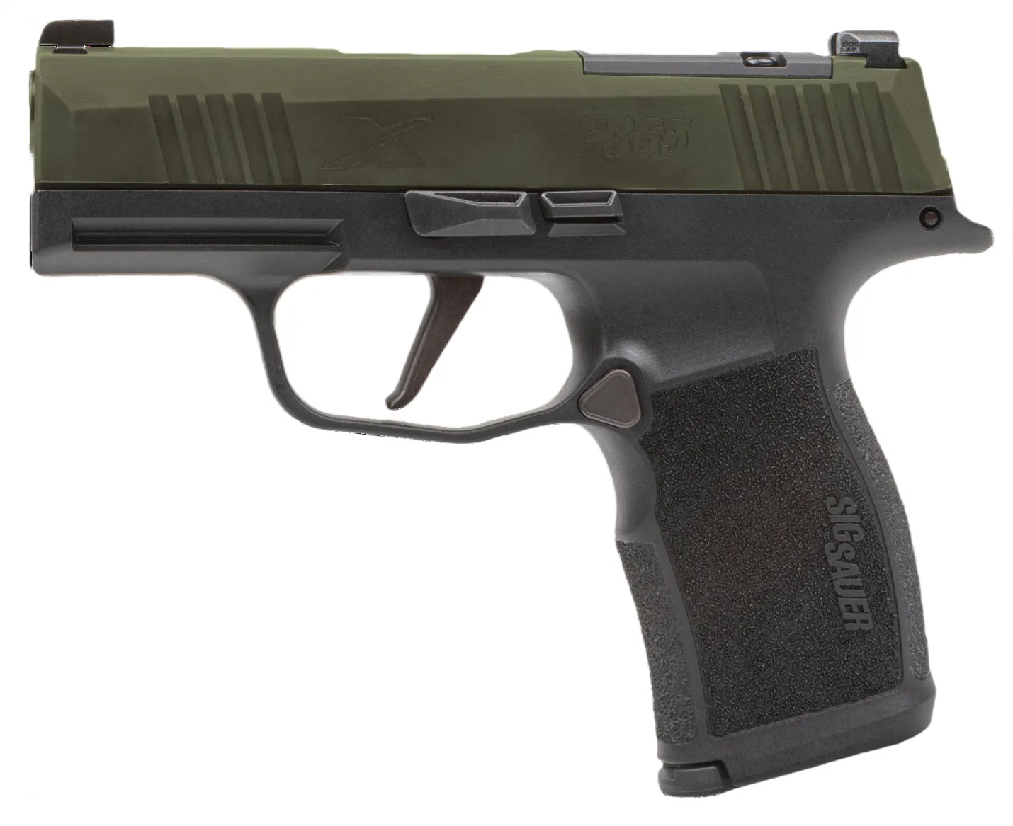 Sig Sauer P365X 9mm micro-compact pistol with 3.10 inch barrel, optic-ready serrated slide and stainless steel frame