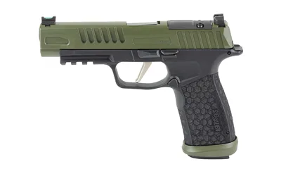 Sig Sauer P365 Fuse 9mm pistol in green crocodile Cerakote with fiber optic sights