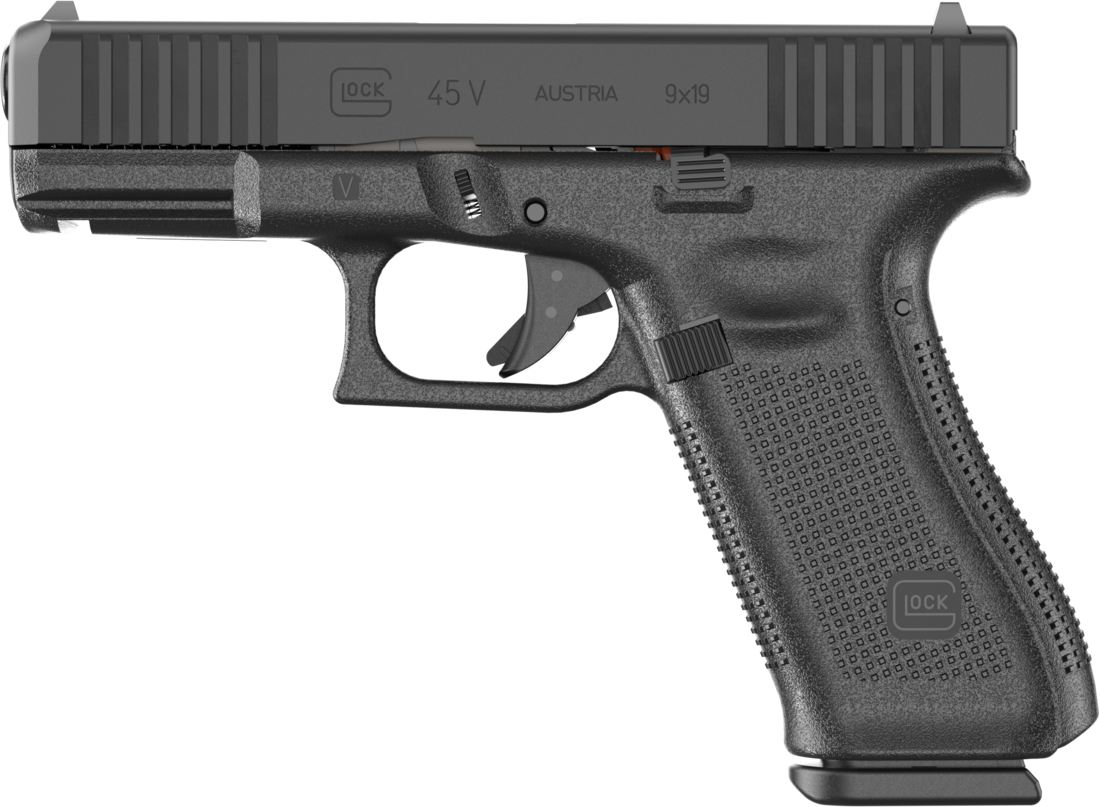 Glock G45 V 9mm pistol, 4.02 inch barrel, black, three magazines