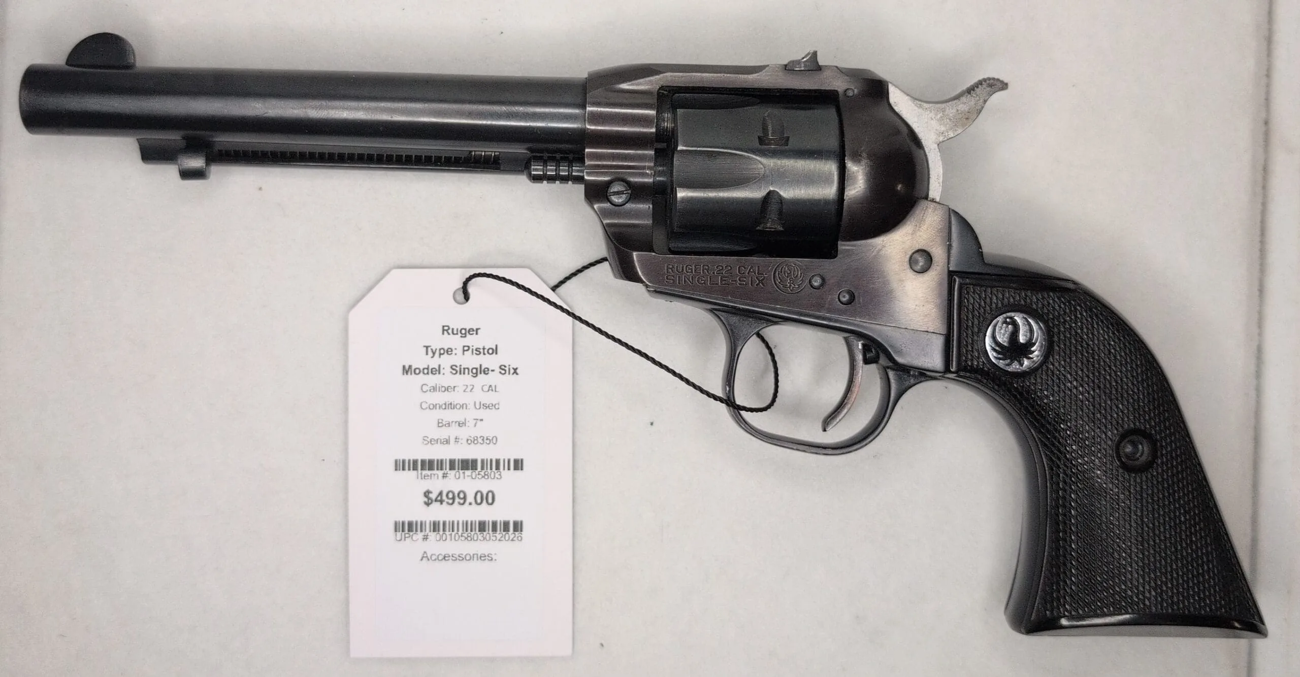 RUGER SINGLE- SIX THREE SCREW 7" 22 CAL BLUED #01-05803
