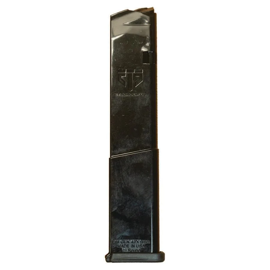 Elite Tactical Systems Handgun Magazine for Glock Model 43X/48 - 9mm Luger 19rds Black Bagged with UPC