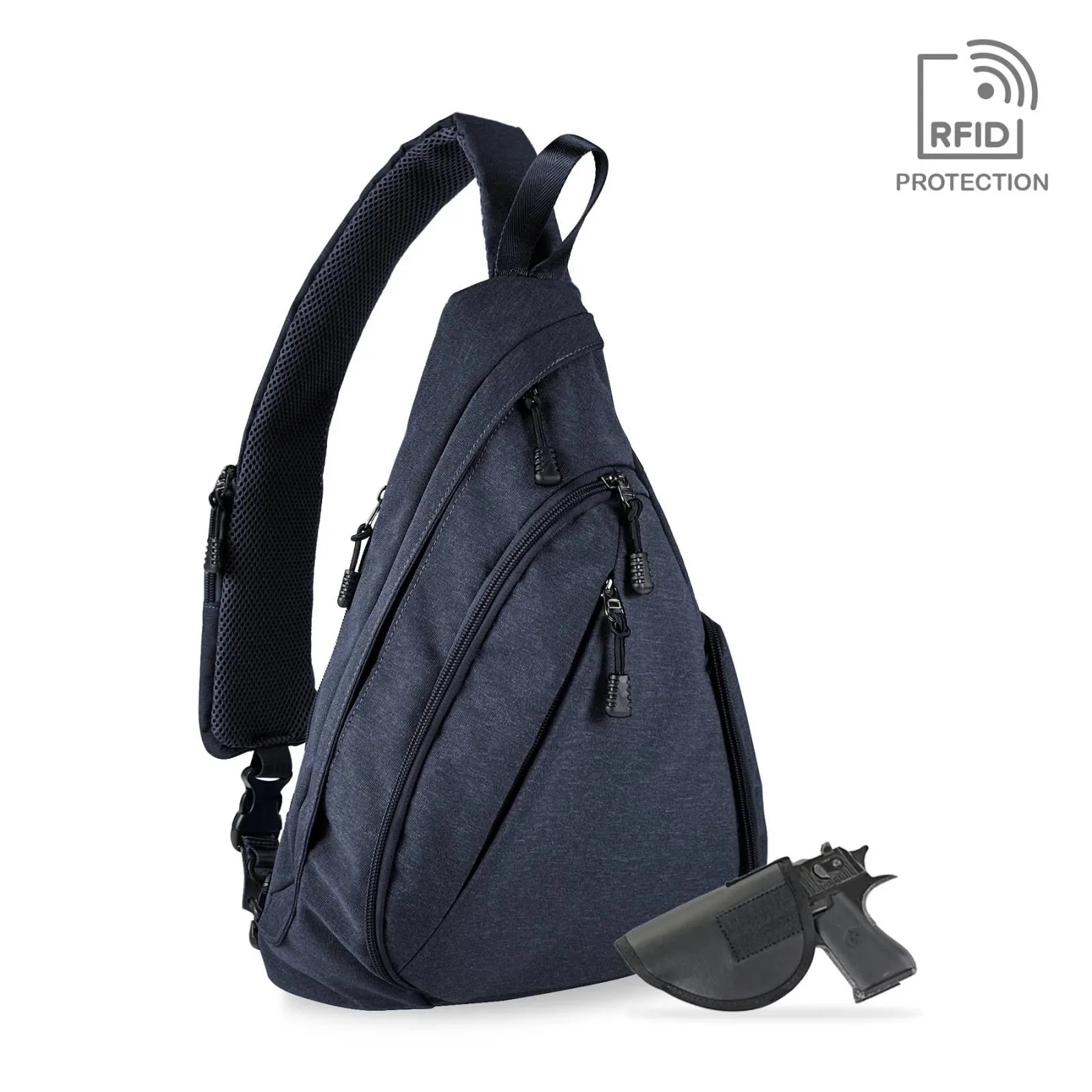 JESSIE & JAMES PEYTON SLING SHOULDER CONCEALED CARRY BACKPACK 15.5 H X 10.5 W X 4 D ( NAVY )