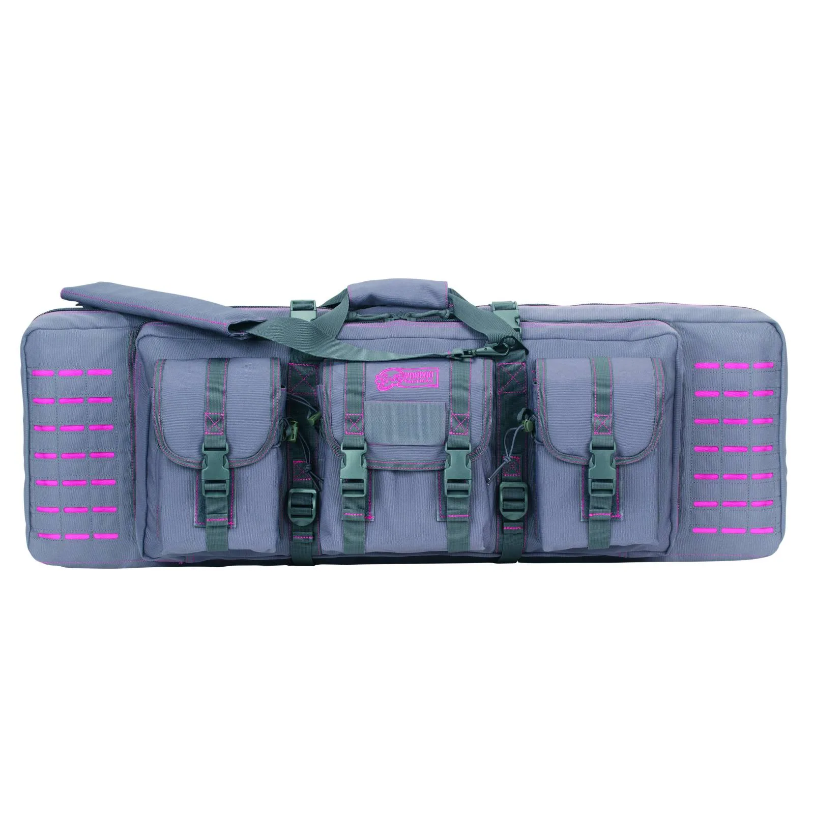 VOODOO TACTICAL 36" PADDED WEAPONS CASE WITH DIE CUT MOLLE (BLACK WITH PINK)