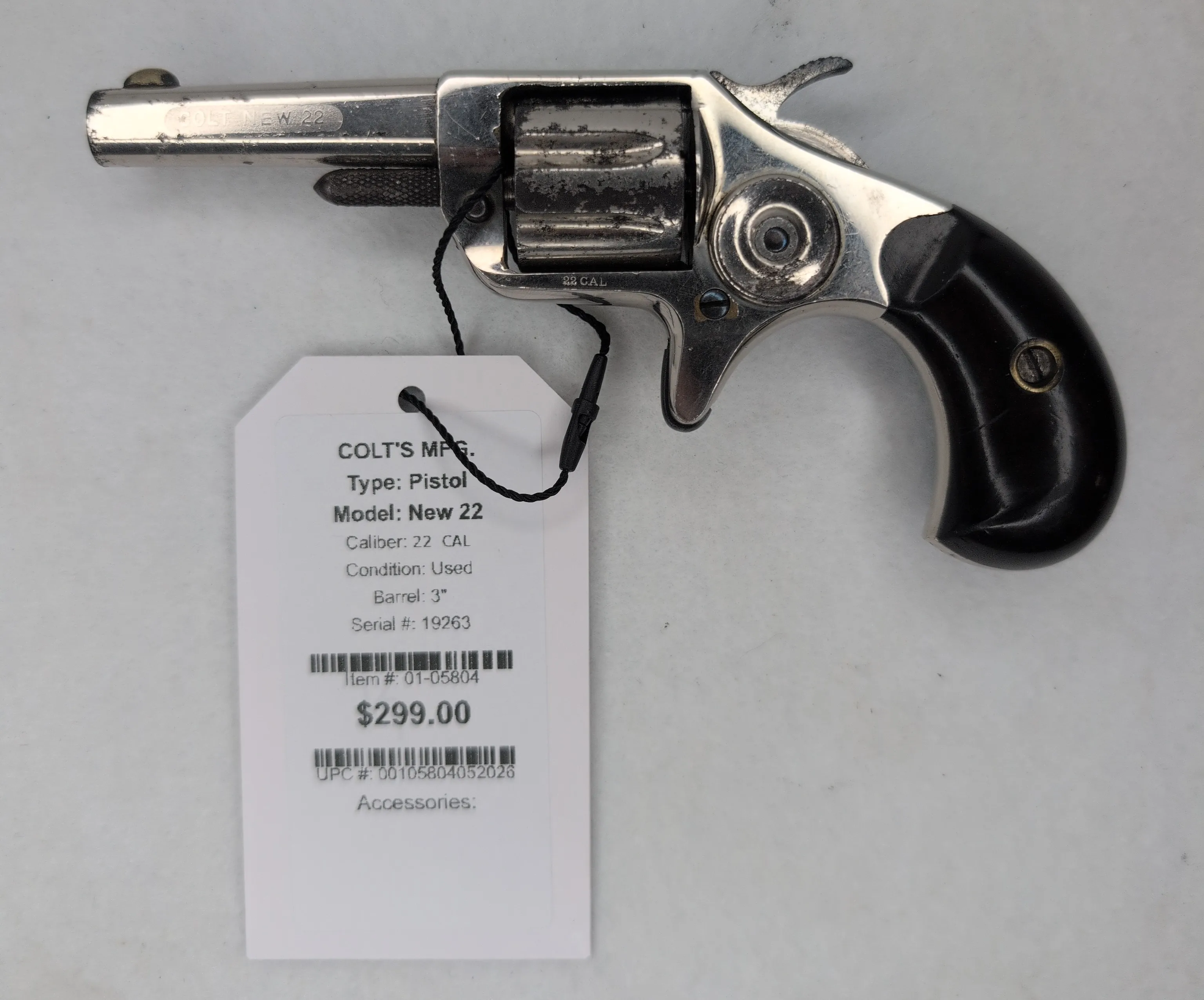 COLT NEW 22 3" 22 CAL NICKEL #01-05804